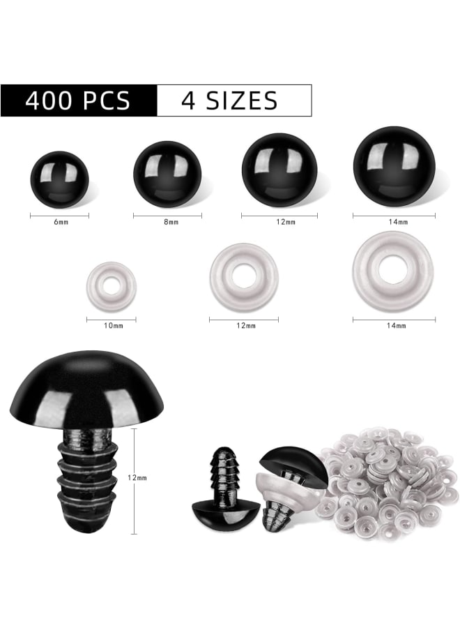 LEUCHTAMOR 800Pcs Safety Eyes (6-14mm) with Washers for Crochet Amigurumi, Stuffed Animals, Doll Making & Crafts Bulk Supplies - Image 2