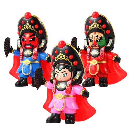 YUE MOTION Sichuan Opera Face Changing Doll 3 PackMask Shifting Puppet Decoration Bian Lian Plastic Decorative Ornament Toys with 4 Unique Faces Fidget Toys for Christmas Stocking Stuffer - Image 1