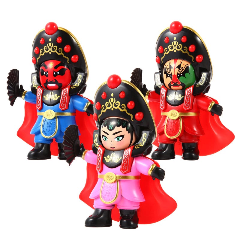 YUE MOTION Sichuan Opera Face Changing Doll 3 PackMask Shifting Puppet Decoration Bian Lian Plastic Decorative Ornament Toys with 4 Unique Faces Fidget Toys for Christmas Stocking Stuffer - Image 3