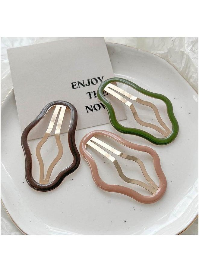 NIBEMINENT New Cloud Design Metal Hair ClipsBrown 1 + khaki Green Brown 