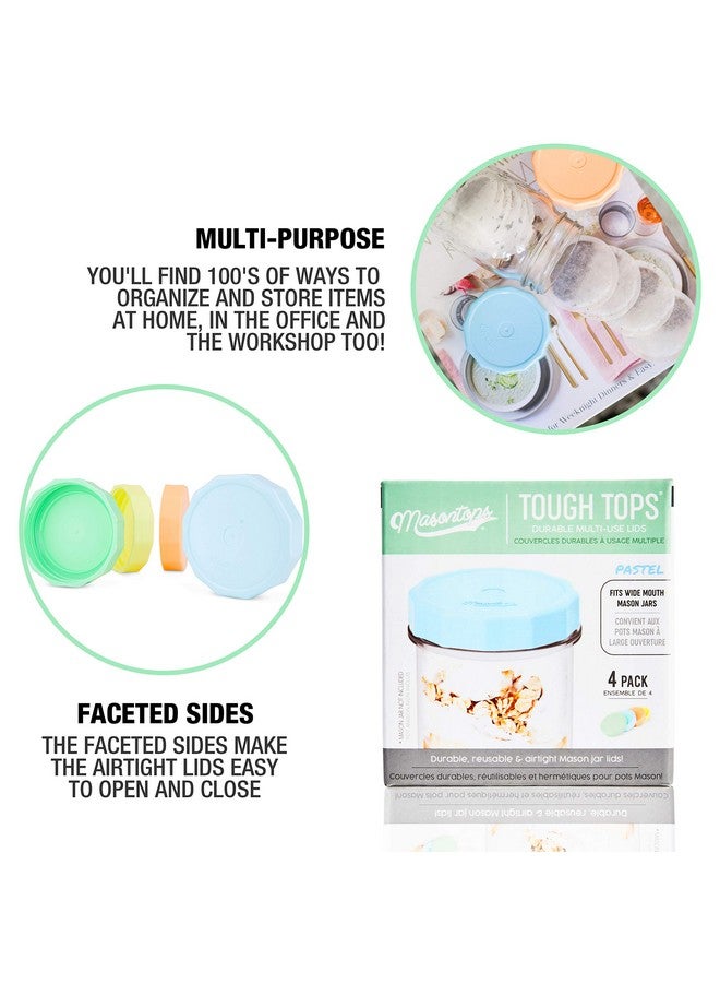 Masontops Tough Tops - Ball Wide Mouth Mason Jar Lids Plastic Leakproof - Multi Colored Plastic Mason Jar Lids - Reusable Canning Lids fit Ball Jars - Image 2