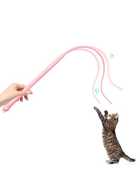 Mice Tail Cat Wand Toy, 30 Inches Long Cat Teaser Stick With Innovative Silicone Rat Tail Easy To Install And Clean Soft Easy Swing Bionic Tail Interactive Cat Toys For Indoor Cats (Pink)