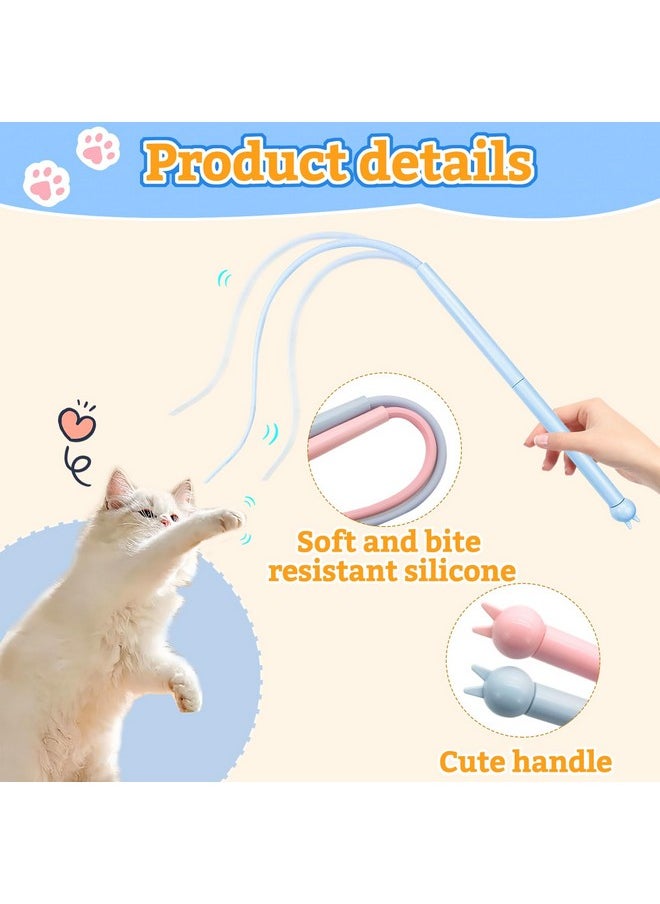 Andiker - Mice Tail Cat Wand Toy, 30 Inches Long Cat Teaser Stick With Innovative Silicone Rat Tail Easy To Install And Clean Soft Easy Swing Bionic Tail Interactive Cat Toys For Indoor Cats (Pink) - Image 1