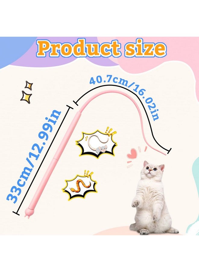 Andiker - Mice Tail Cat Wand Toy, 30 Inches Long Cat Teaser Stick With Innovative Silicone Rat Tail Easy To Install And Clean Soft Easy Swing Bionic Tail Interactive Cat Toys For Indoor Cats (Pink) - Image 1