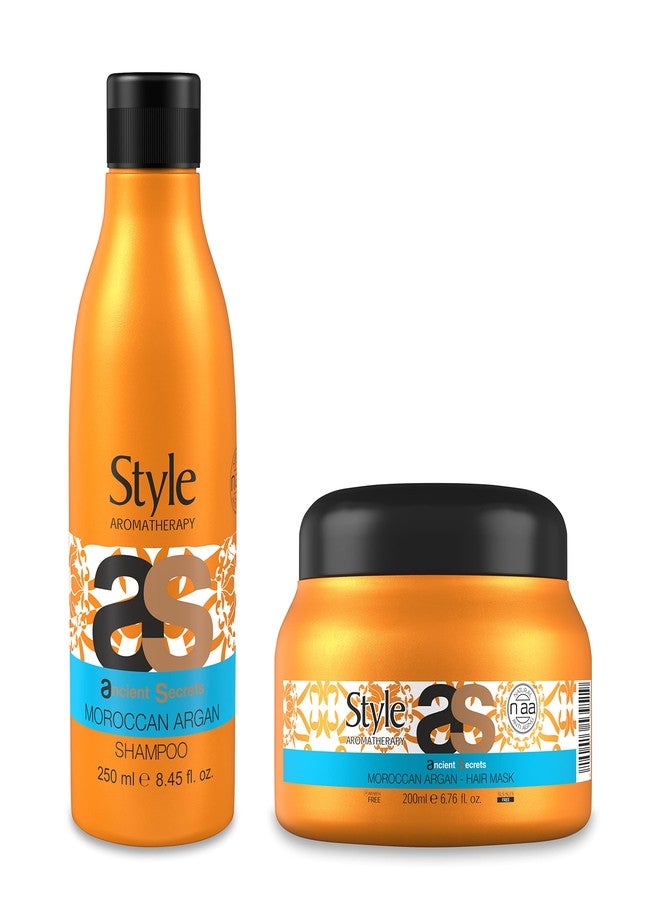 Style Aromatherapy Professional Moroccan Argan Shampoo + Hair Mask Combo | Controls Dry, Damaged & Frizzy Hair | Smoother & Shinier Hair | SLS SLES & Paraben Free | for All Hair Types | 250ML + 200ML - Image 1