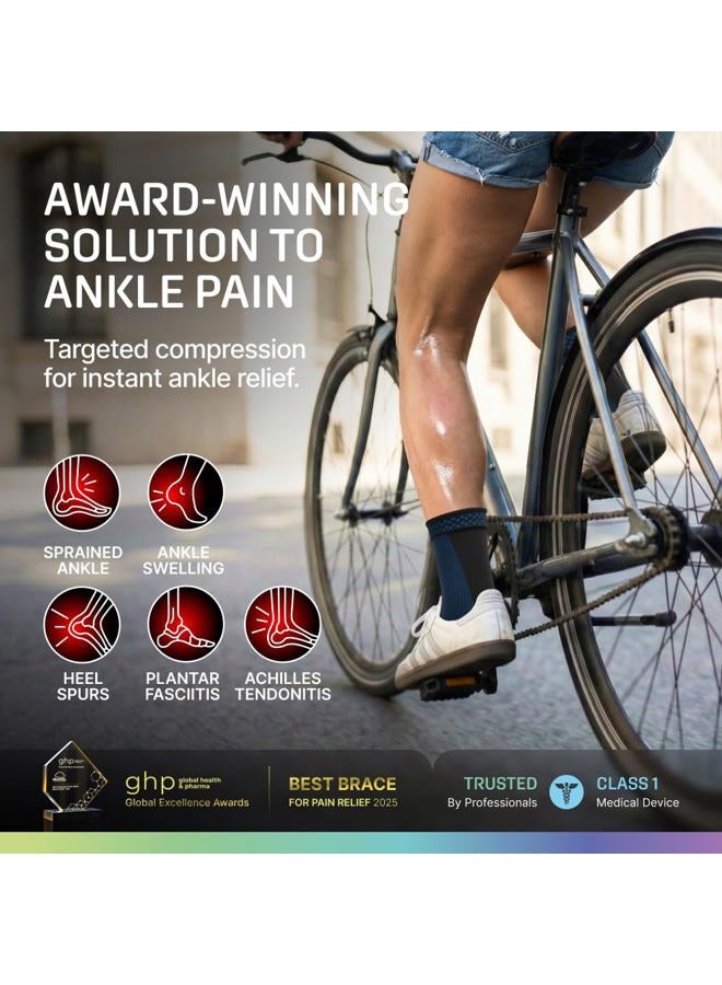 Modvel Foot & Ankle Brace Socks for Sprained Ankle Compression Sleeve - Plantar Fasciitis Relief Brace, Foot Support for pain Women & Men - Tendonitis & Arthritis Feet Sleeve, Stabilizing Ankles Wrap - Image 2