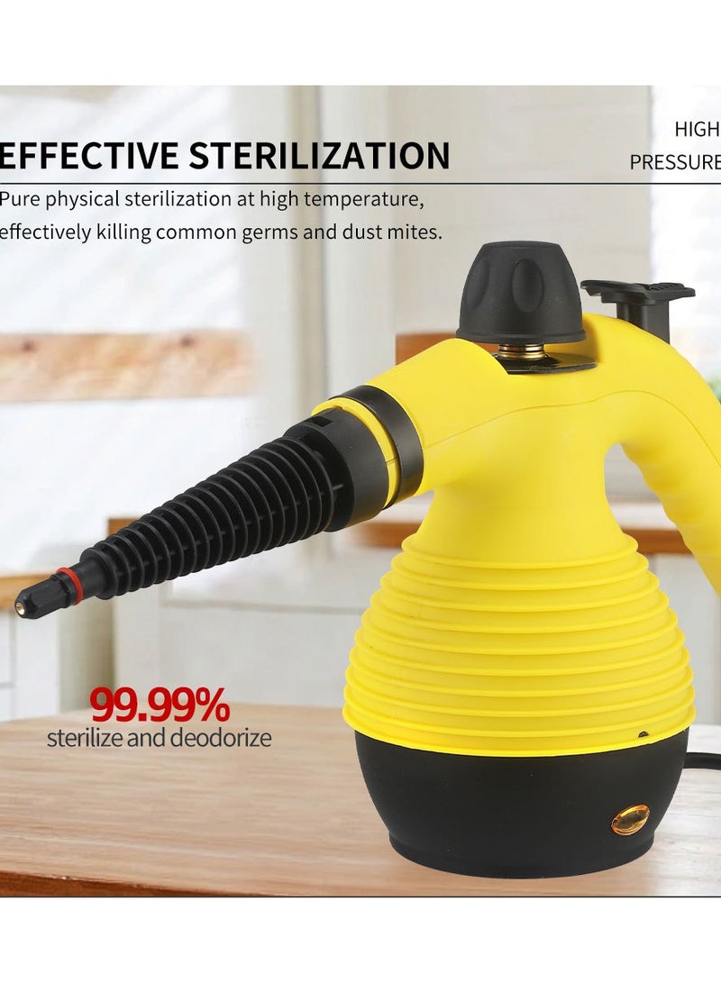Handheld Steam Cleaner, Steamer for Cleaning, Multipurpose Portable Steam Cleaners for Home Use with Safety Lock and 9 Accessory Kit to Remove Grime, Grease, and More, Save Time and Effort