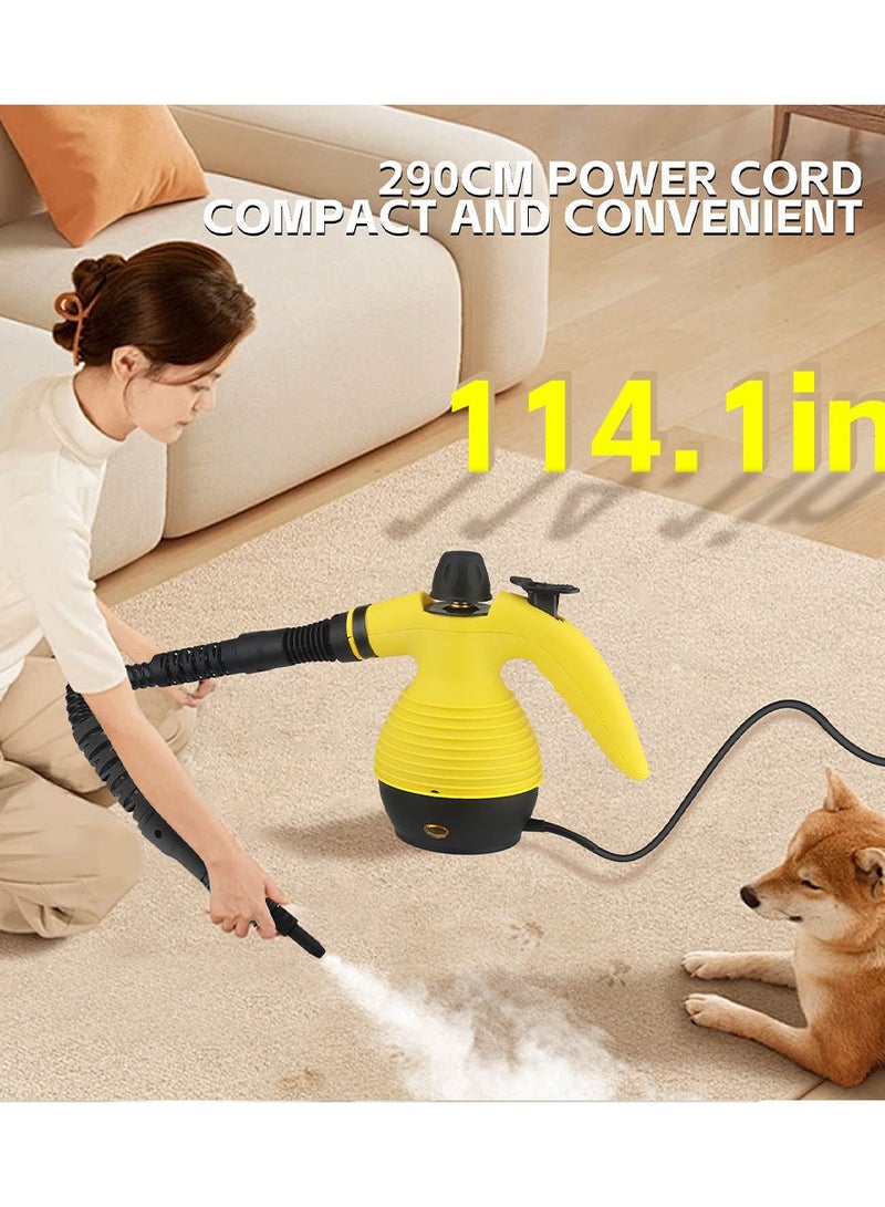 Handheld Steam Cleaner, Steamer for Cleaning, Multipurpose Portable Steam Cleaners for Home Use with Safety Lock and 9 Accessory Kit to Remove Grime, Grease, and More, Save Time and Effort