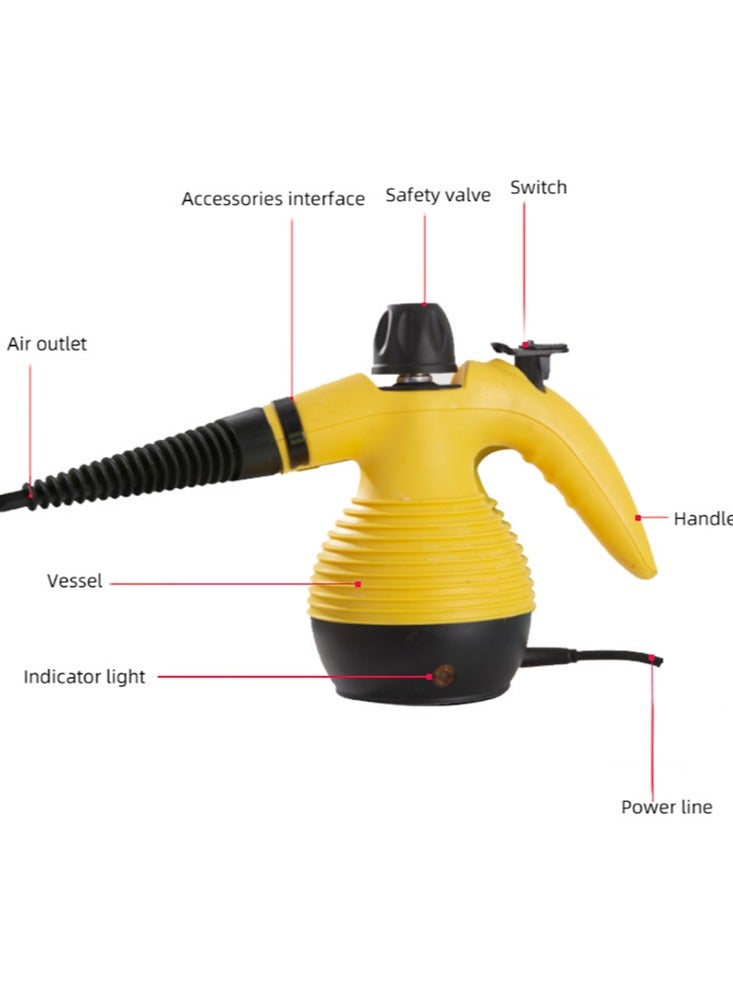 Handheld Steam Cleaner, Steamer for Cleaning, Multipurpose Portable Steam Cleaners for Home Use with Safety Lock and 9 Accessory Kit to Remove Grime, Grease, and More, Save Time and Effort