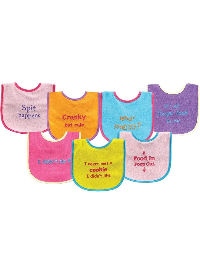 Luvable Friends - Luvable Friends Unisex Baby Cotton Terry Drooler Bibs with PEVA Back, Pink Food, One Size - Image 1