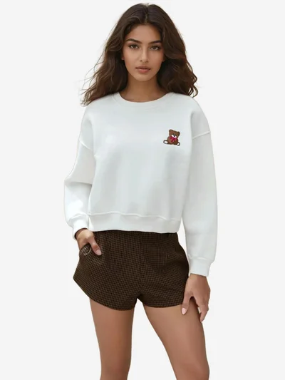 هيكاب سويت شيرت قطني مطرز بقصة مريحة