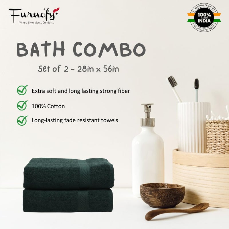 Furnofy 450 GSM Cotton Towels for Bath (70 x 140 cm), Highly Absorbent and Soft Bathroom Towels (Pack of 2 - Olive) - Image 4