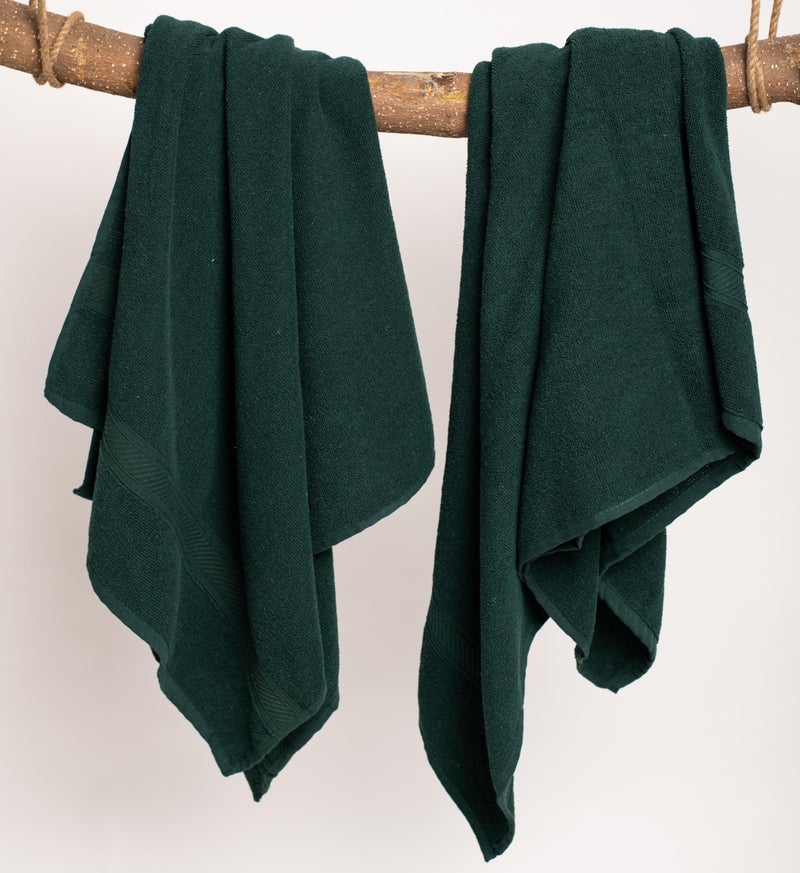 Furnofy 450 GSM Cotton Towels for Bath (70 x 140 cm), Highly Absorbent and Soft Bathroom Towels (Pack of 2 - Olive) - Image 2
