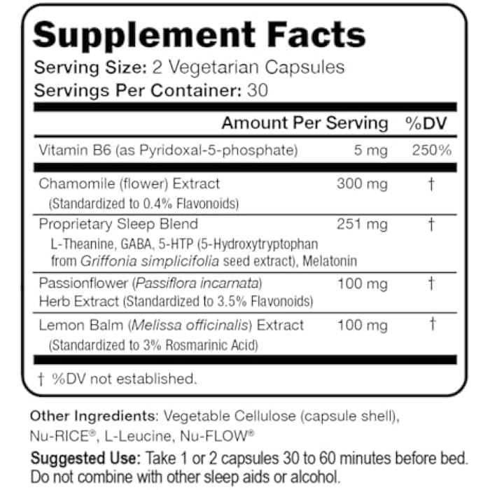 Script Essentials Suzy Cohen Sleep Script with Melatonin - Botanical Sleep and Relaxation Formula for Adults for Mood, Stress and Sleep, Contains 5-HTP, L-theanine, Passionflower, Lemon Balm and GABA 60 Capsules. - Image 2