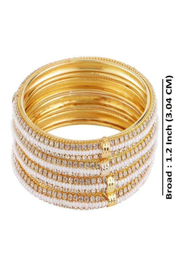 Efulgenz Indian Bangles for Women Indian Style Bollywood Traditional Faux Pearl Stone Wedding Bracelet Bangle Set Jewelry - Image 5