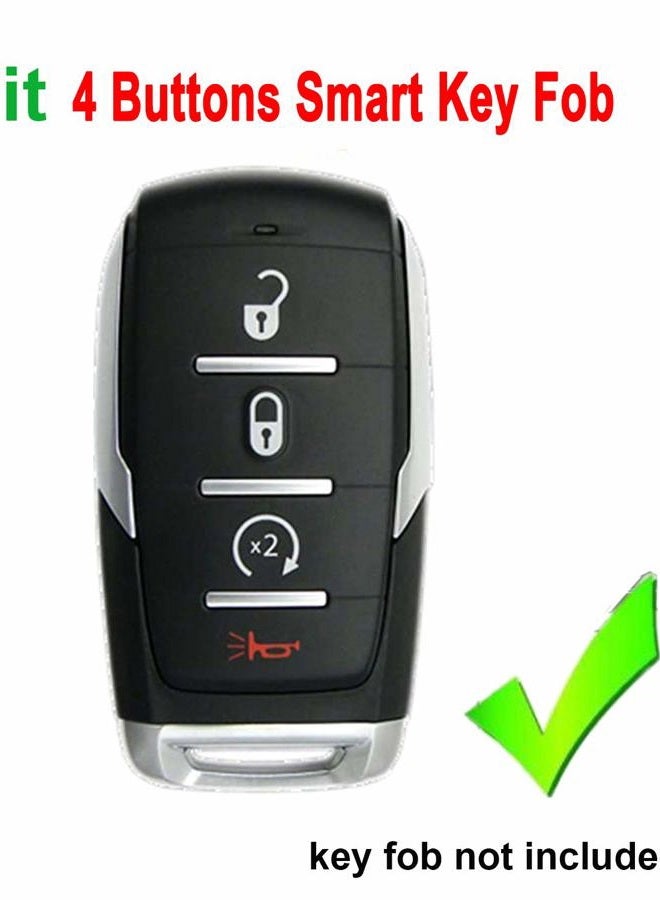 Arruweer Silicone Key Fob Cover Case Protector Fit for 2019-2020 RAM 1500 4 Buttons Keyless Entry Remote Control Car Key Fob Skin Jacket Holder (Black 2 Pack) - Image 2