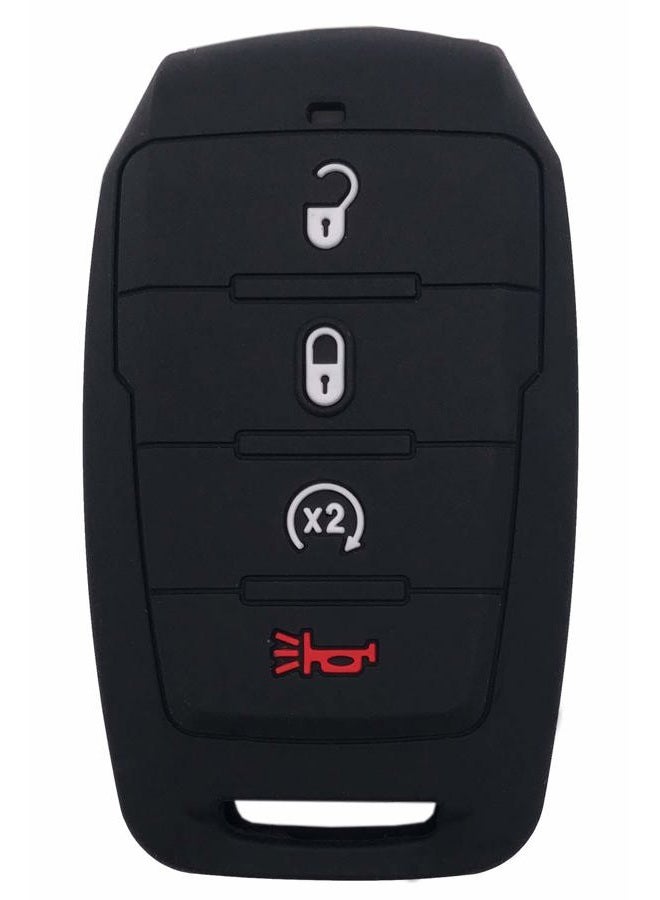 Arruweer Silicone Key Fob Cover Case Protector Fit for 2019-2020 RAM 1500 4 Buttons Keyless Entry Remote Control Car Key Fob Skin Jacket Holder (Black 2 Pack) - Image 3