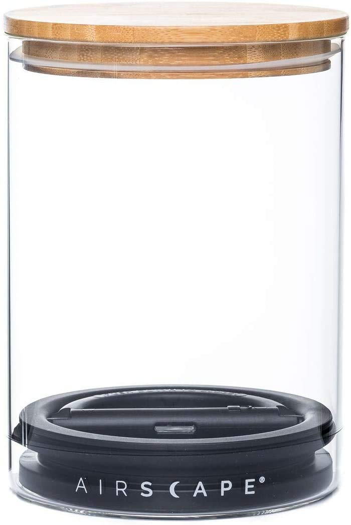 AirScape Glass Food Storage Canister - Glass Storage With US Patented Airless Inner Lid & Bamboo Top Lid - Preserves Food Freshness (Medium 7-Inch) - Image 1