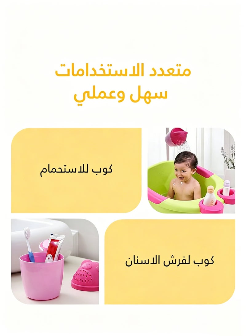 Amanli Baby shower rinse cup with eye protection, multi-function water flow control, and adjustable spray nozzle; paired with soft, safe, adjustable bath hat to protect ears and eyes. Suitable for babies and toddlers (green shower head, yellow bath hat) - Image 2