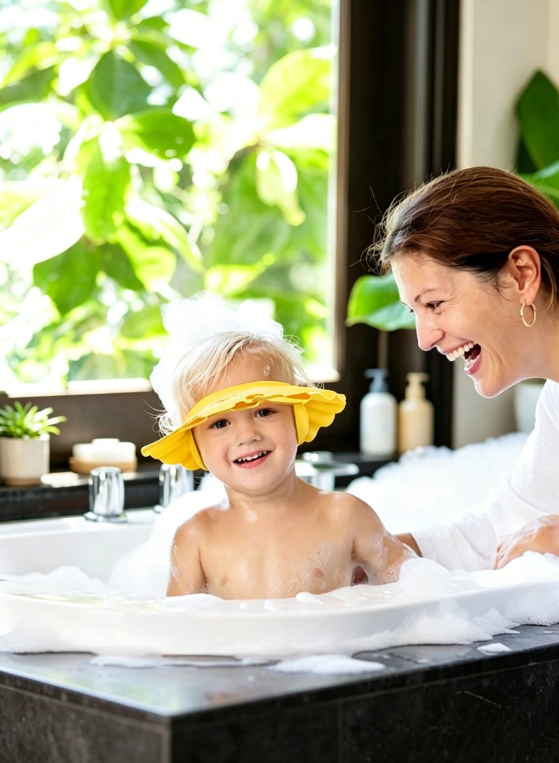 Amanli Baby shower rinse cup with eye protection, multi-function water flow control, and adjustable spray nozzle; paired with soft, safe, adjustable bath hat to protect ears and eyes. Suitable for babies and toddlers (green shower head, yellow bath hat) - Image 5