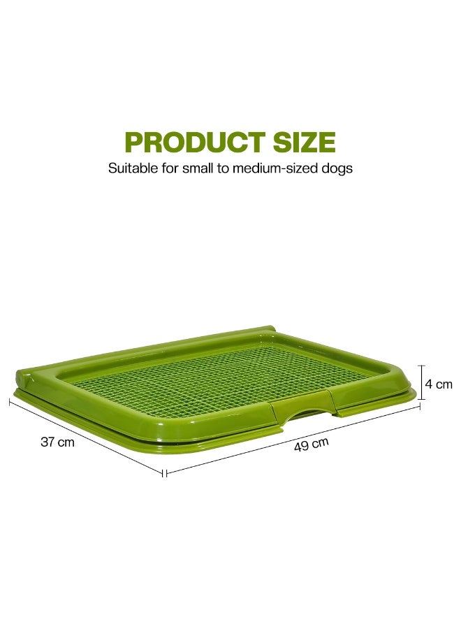 أن ان سي بيتس صينية قعادة للكلاب بتصميم مانع للتسرب، تصميم شبكي، وقاعدة مضادة للانزلاق، حامل بلاستيكي متين لسجادة التبول للحيوانات الأليفة للجراء والكلاب الصغيرة، مناسب للاستخدام الداخلي/الخارجي، سهل التنظيف، 49 سم - Image 2