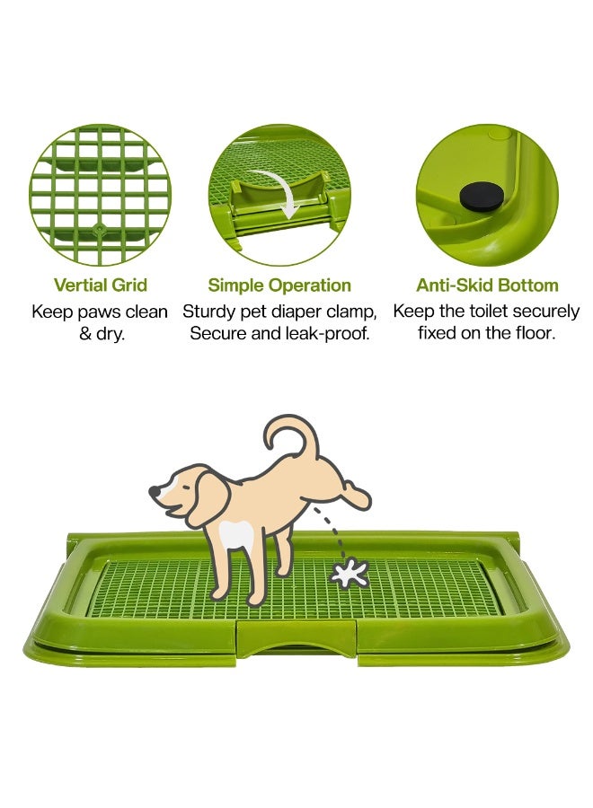 أن ان سي بيتس صينية قعادة للكلاب بتصميم مانع للتسرب، تصميم شبكي، وقاعدة مضادة للانزلاق، حامل بلاستيكي متين لسجادة التبول للحيوانات الأليفة للجراء والكلاب الصغيرة، مناسب للاستخدام الداخلي/الخارجي، سهل التنظيف، 49 سم - Image 3