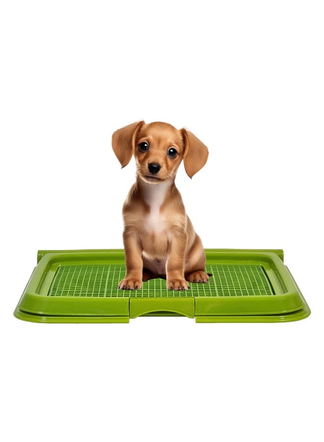 أن ان سي بيتس صينية قعادة للكلاب بتصميم مانع للتسرب، تصميم شبكي، وقاعدة مضادة للانزلاق، حامل بلاستيكي متين لسجادة التبول للحيوانات الأليفة للجراء والكلاب الصغيرة، مناسب للاستخدام الداخلي/الخارجي، سهل التنظيف، 49 سم - Image 1