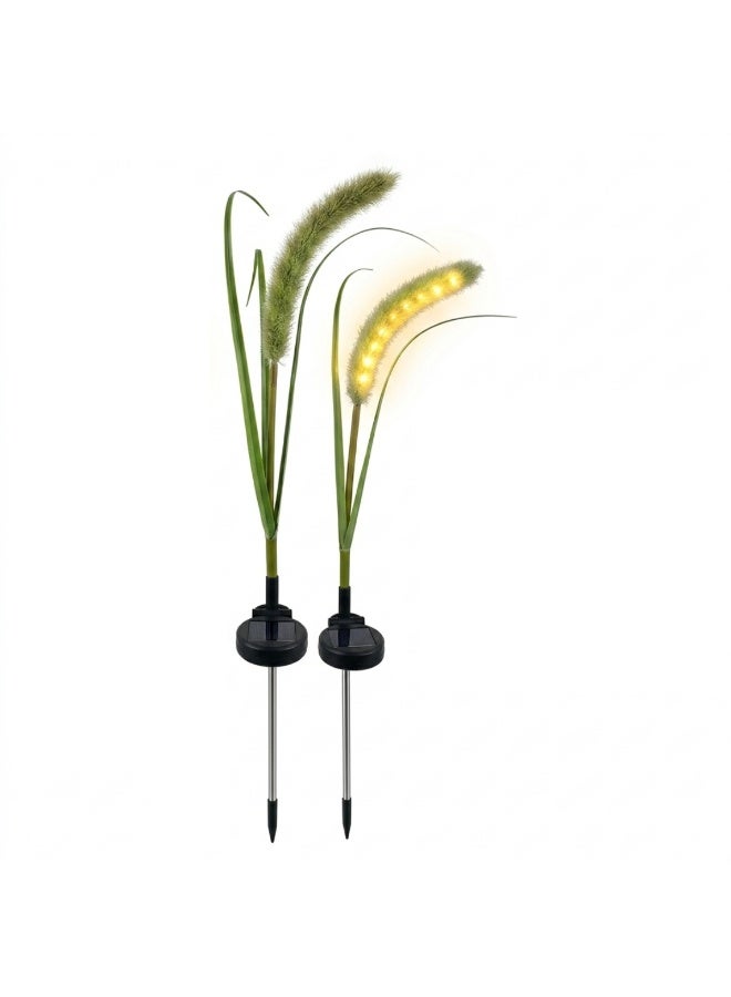 Solar Outdoor Dogtail Grass Reed Lights, Waterproof, Auto On/Off, Warm White, 74cm, 2 Pcs - Image 1