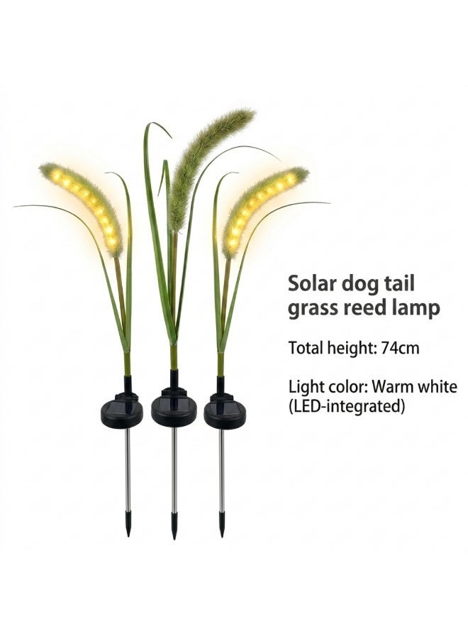 Solar Outdoor Dogtail Grass Reed Lights, Waterproof, Auto On/Off, Warm White, 74cm, 2 Pcs - Image 2