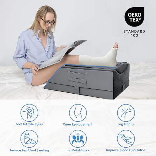 Kehangte Leg Elevation Pillows for After Surgery,4-Height Adjustable Leg Elevating Pillow,Knee Surgery Recovery Equipment,Improving Blood Circulation,Ankle/Foot Surgery Swelling, Washable Cover - Image 5