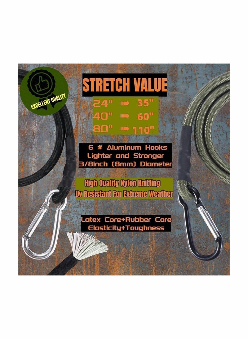 2M Extra Long Bungee Cord, Anti Falling Fixed Lashing Rope with Carabiner Black, Elastic Binding Rope for Truck and Electric Vehicle Packaging 2Pcs - Image 5