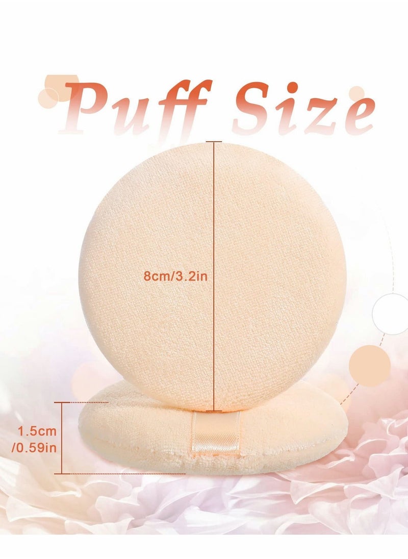 NIBEMINENT - 30 Pcs Cotton Powder Puff for Makeup Soft Washable 3.15 Inch Cosmetic Puffs with Ribbon Strap Loose Body Mineral Powder, White and Skin Color - Image 1