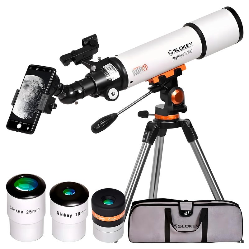 Slokey Discover The World Telescope for Astronomy for Adult Beginners - Profesional, Portable and Powerful 20x-250x - Easy to Mount and Use - Astronomical Telescope for Moon, Planets and Stargazing - Includes a 2-Year Warranty  - Image 1
