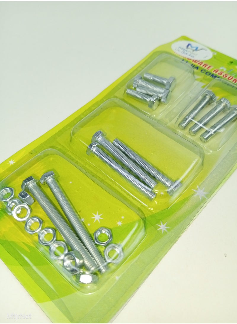 MtjrNet - Different Shapes of Nails & Bolt Matching Nut Combination Set Hex Bolt Screw Fastener - Image 1