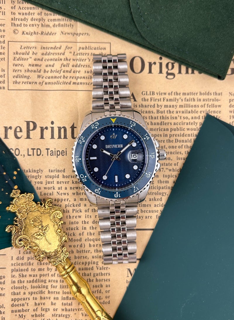 ديفوشي ساعة ديفوشي رجالية فضية كاجوال بستايل رياضي وسوار استيل - Image 1