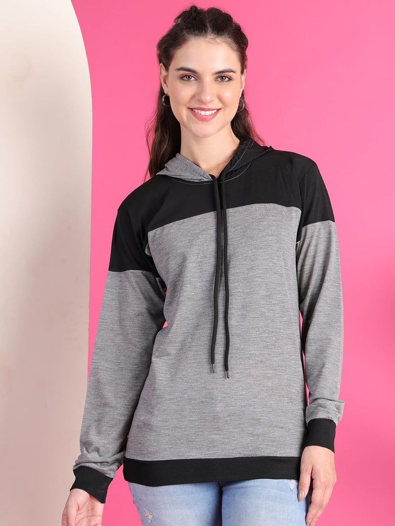 Mack Jonney VIMAL Jonney Cotton Blend Regular Fit Full Sleeve T-Shirt With Hoodie For Women-T__11__Mlg__01-S, Multi,Small - Image 3