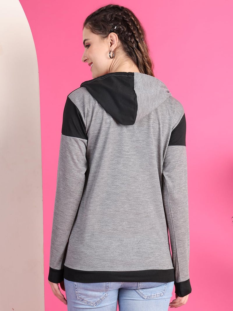Mack Jonney VIMAL Jonney Cotton Blend Regular Fit Full Sleeve T-Shirt With Hoodie For Women-T__11__Mlg__01-S, Multi,Small - Image 4