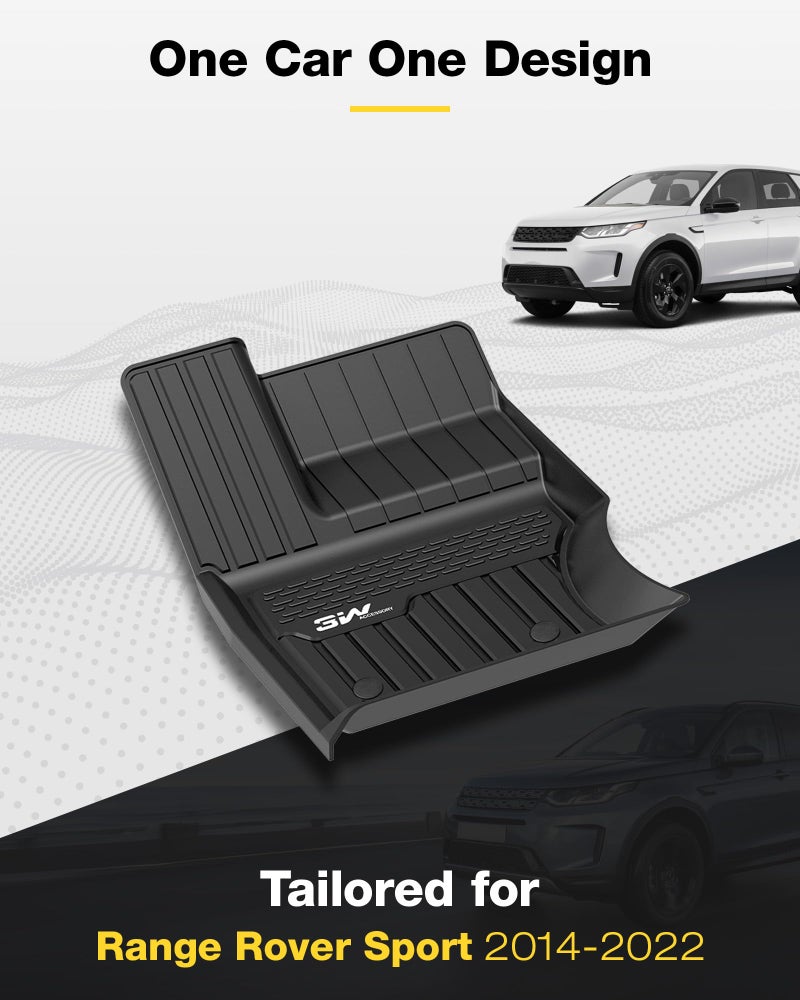 3W Floor Mats Fit Range Rover Sport 2014-2022(Not for Range/Land Rover Discovery Sport) TPE All Weather Custom Fit for Land Rover Sport 1st and 2nd Row Full Set Car Liners - Black - Image 2