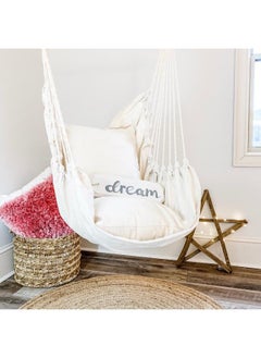 Antikiano Macrame handmade hammock | Outdoor garden furniture | Cotton hammock | Beige handcrafted hammock | Outdoor summer | High quality 200x150 cm hammock  - Image 4