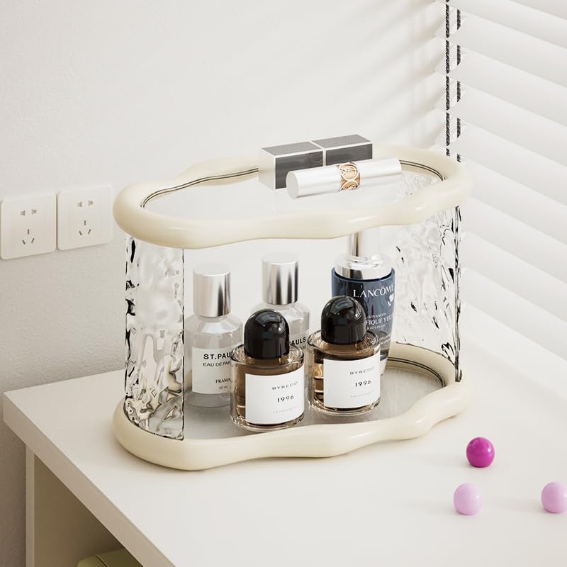 ffk Bathroom Countertop Organizer, 2 Tier Bathroom Organizer and Storage, Acrylic Vanity Organizer Standing Holder Shelf, Perfume Makeup Skincare Cosmetic Desk Organizer for Bedroom Dressing Table, White - Image 1