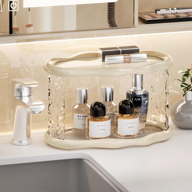 ffk Bathroom Countertop Organizer, 2 Tier Bathroom Organizer and Storage, Acrylic Vanity Organizer Standing Holder Shelf, Perfume Makeup Skincare Cosmetic Desk Organizer for Bedroom Dressing Table, White - Image 4