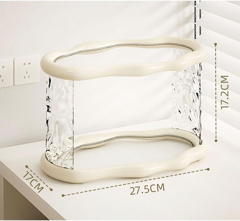 ffk Bathroom Countertop Organizer, 2 Tier Bathroom Organizer and Storage, Acrylic Vanity Organizer Standing Holder Shelf, Perfume Makeup Skincare Cosmetic Desk Organizer for Bedroom Dressing Table, White - Image 2