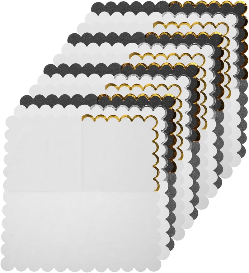 TIDTALEO Metallic Foil Edged Party Napkins 60pcs, 3- Ivory Black White Birthday Luncheon Napkins for Wedding Bbq Tea Party Supplies - Image 1