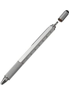 Generic 6 In 1 Metal Multi-Purpose Engineer Smart Pen With Touch Screen Stylus Scale Ruler Spirit Leveler Screwdriver And Ball Silver  - Image 1