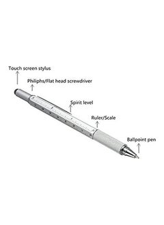Generic 6 In 1 Metal Multi-Purpose Engineer Smart Pen With Touch Screen Stylus Scale Ruler Spirit Leveler Screwdriver And Ball Silver  - Image 2