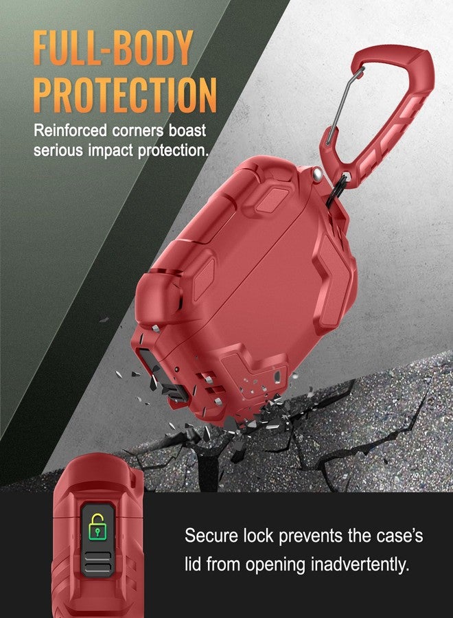 موبوسي غطاء حماية MOBOSI لسماعات AirPods Pro 3 مع طقم تنظيف وسلسلة مفاتيح، متوافق مع MagSafe، متوافق مع غطاء AirPods Pro من الجيل الثالث، غطاء صلب مقاوم للصدمات للرجال (2025)، أحمر - Image 5