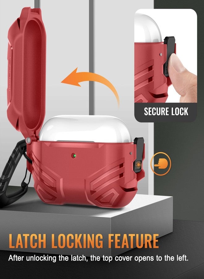 موبوسي غطاء حماية MOBOSI لسماعات AirPods Pro 3 مع طقم تنظيف وسلسلة مفاتيح، متوافق مع MagSafe، متوافق مع غطاء AirPods Pro من الجيل الثالث، غطاء صلب مقاوم للصدمات للرجال (2025)، أحمر - Image 4