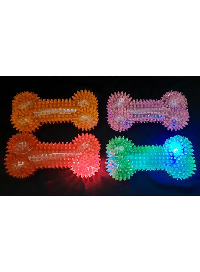 بت لعبة مضغ للكلاب تصدر صوت صرير على شكل عظمة ليد - لعبة مطاطية طبيعية غير سامة وناعمة للجراء الصغيرة (وردي) - Image 4