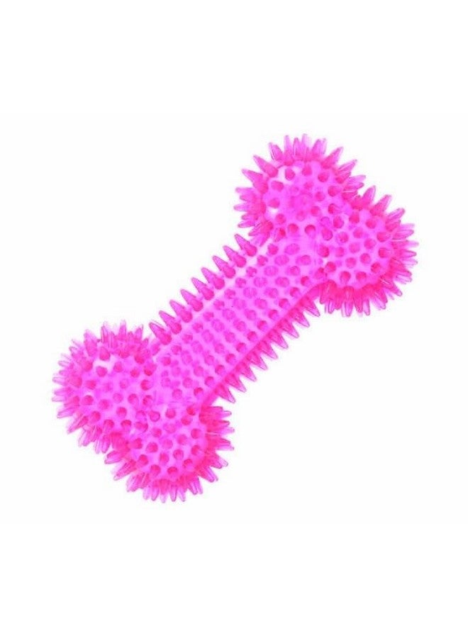 بت لعبة مضغ للكلاب تصدر صوت صرير على شكل عظمة ليد - لعبة مطاطية طبيعية غير سامة وناعمة للجراء الصغيرة (وردي) - Image 5