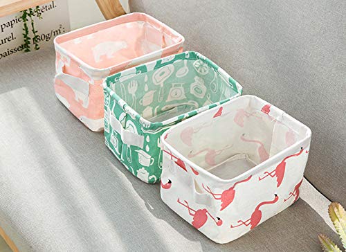 KolorFish Cute Fabric Storage Basket Bins, Home Decor Canvas Organizers Bag, Storage Bins Basket for Adult Makeup, Baby Toys Liners, Books (1 Unit, White Flamingo) - Image 2